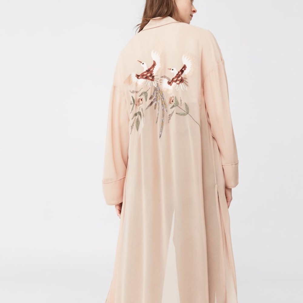 Embroidered Sheer Kaftan - Size M